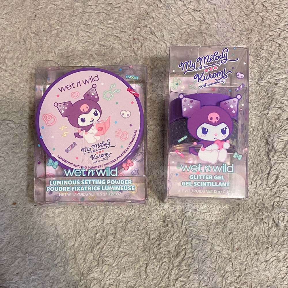 wet n wild My Melody Kuromi Luminous Setting Powder and Glitter Gel